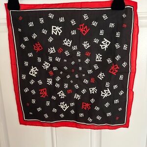 Red and Black Logo Patterned Scarf 16x16